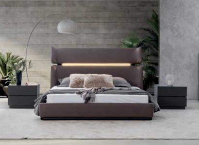 Luxury bedroom set bed with 2x nightstands, modern design set